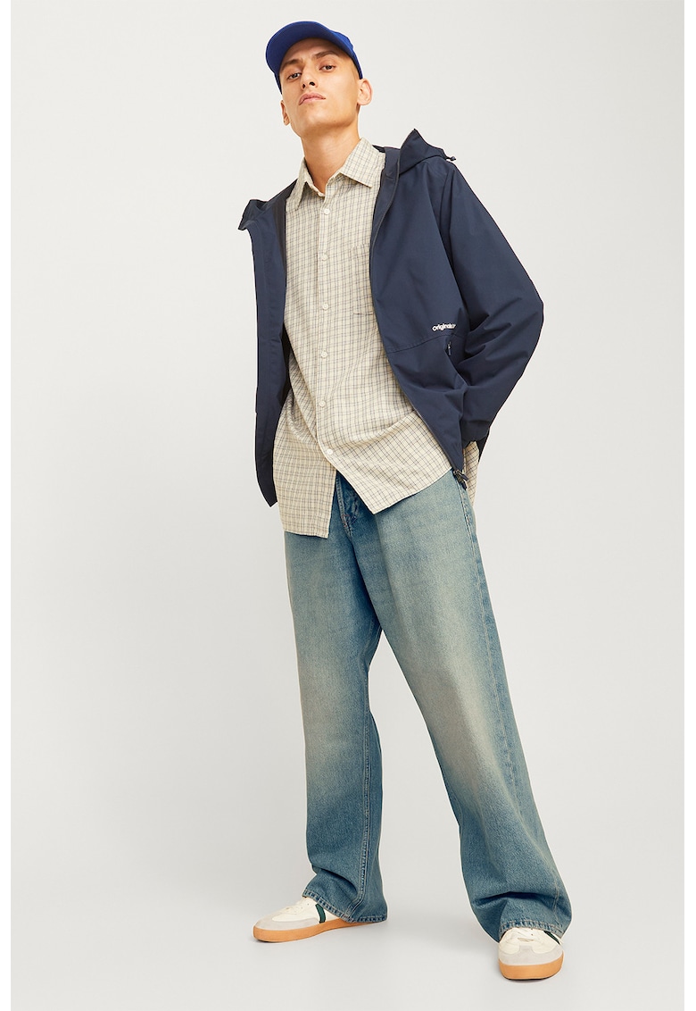 Blugi baggy cu aspect decolorat