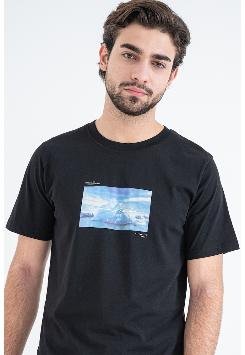 Tricou din bumbac cu imprimeu - Negru/Albastru glaciar