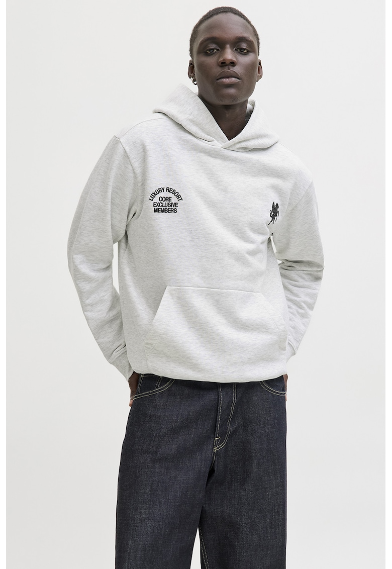 Hanorac din amestec de bumbac organic cu buzunar kangaroo