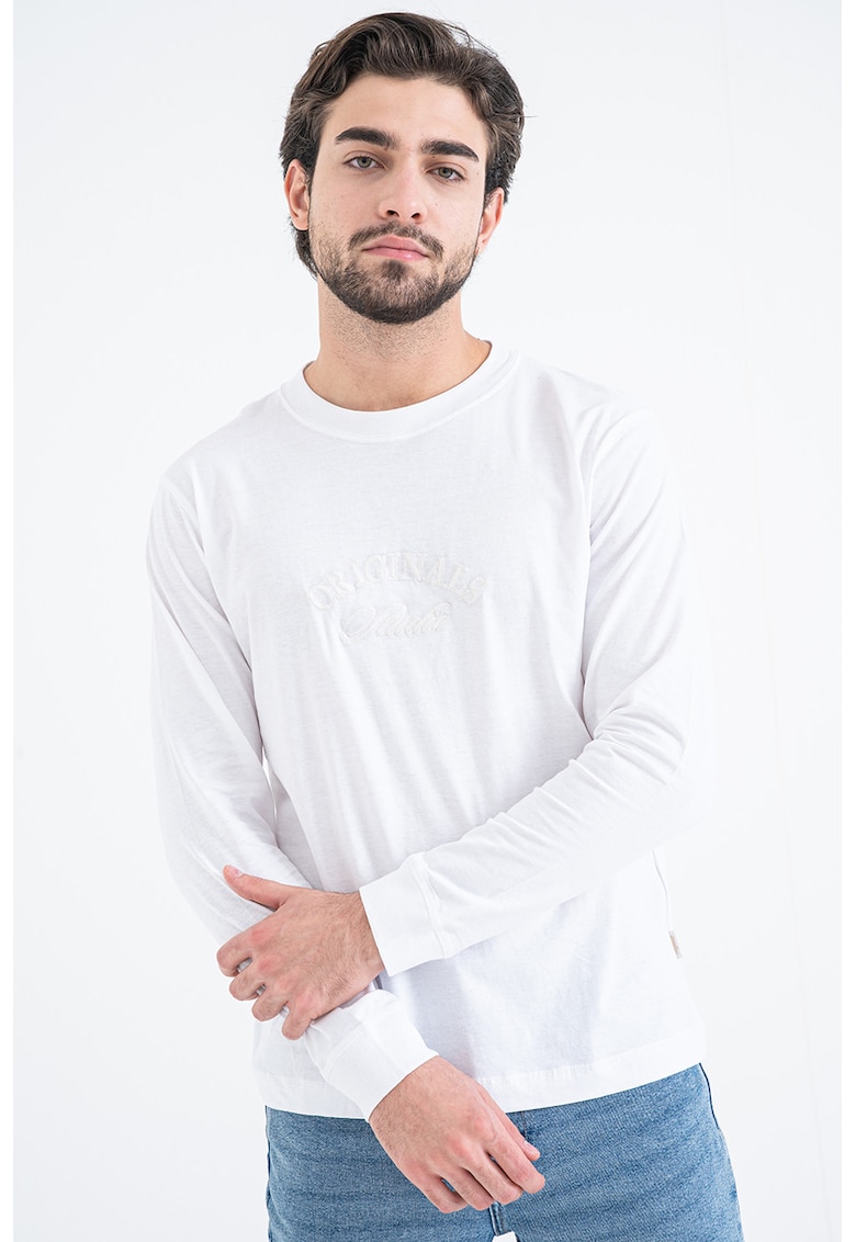 Bluza din bumbac cu logo brodat - Alb optic