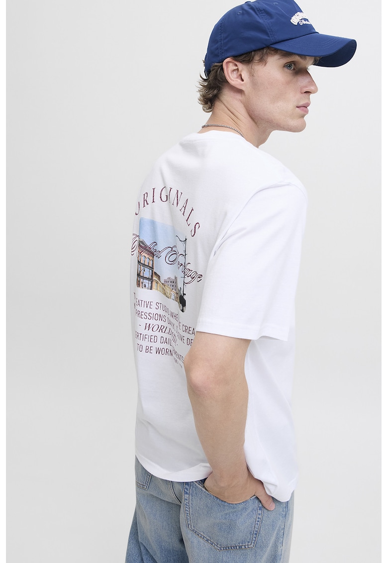 Tricou de bumbac organic cu imprimeu pe partea din spate - Alb