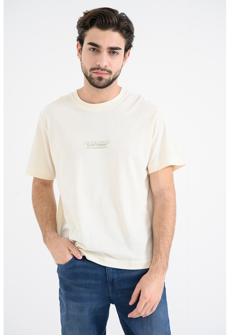 Tricou din bumbac cu imprimeu etnic - Verde/Portocaliu stins/Crem