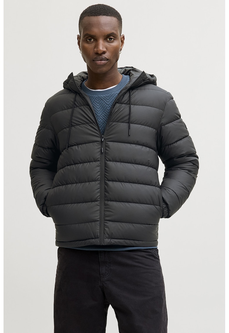 Jacheta matlasata cu gluga - Negru