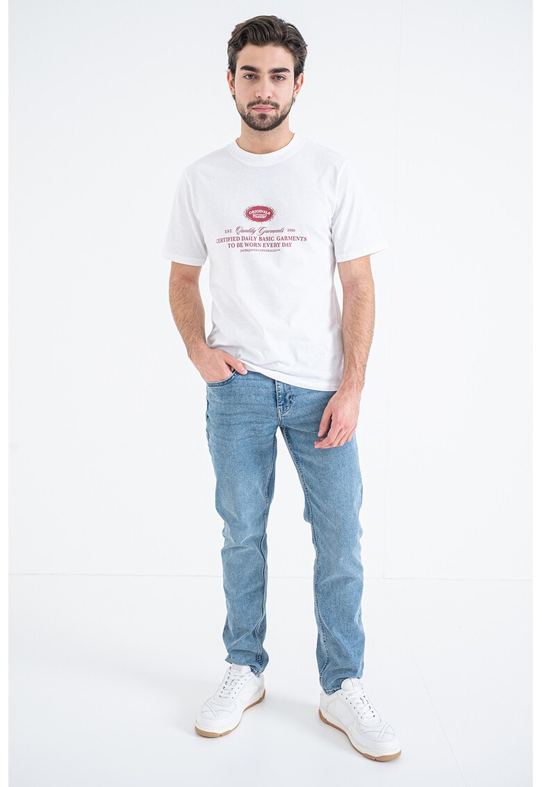 Tricou din bumbac cu imprimeu - Visiniu/Alb optic