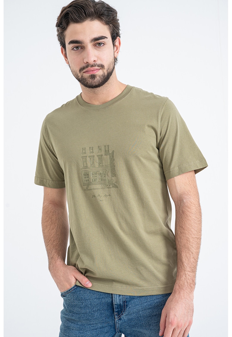 Tricou din bumbac organic cu imprimeu pe piept Blabreeze