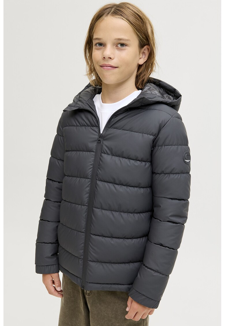 Geaca matlasata cu gluga - Negru stins