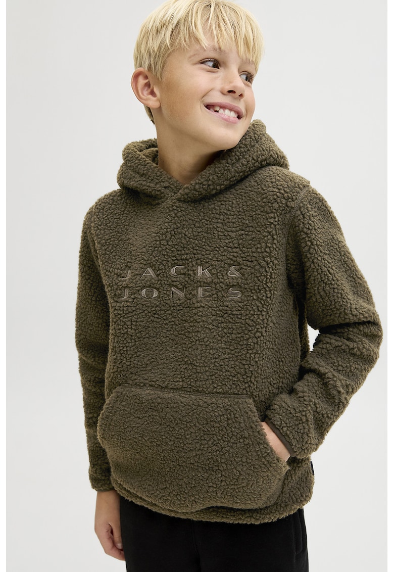 Hanorac din fleece cu logo brodat - Kaki