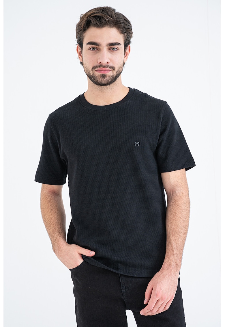 Tricou din bumbac organic pique - Negru