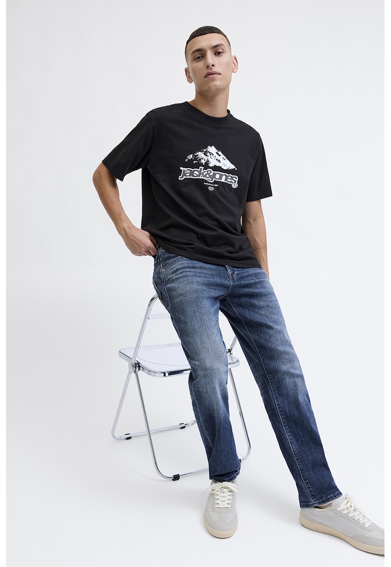 Blugi drepti cu aspect decolorat