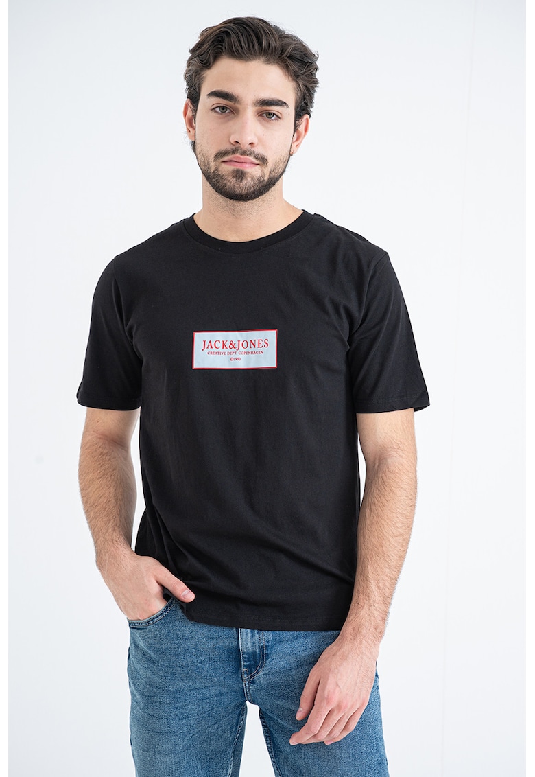 Tricou din bumbac cu detaliu logo pe piept