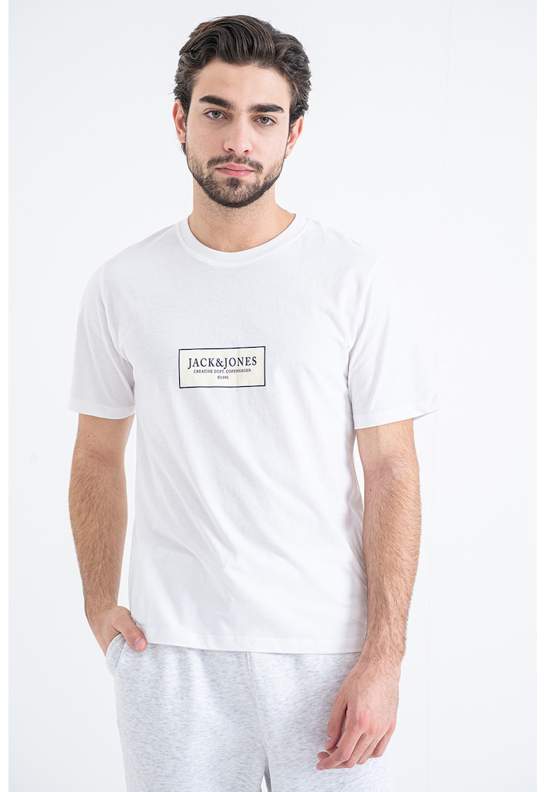 Tricou din bumbac cu detaliu logo pe piept