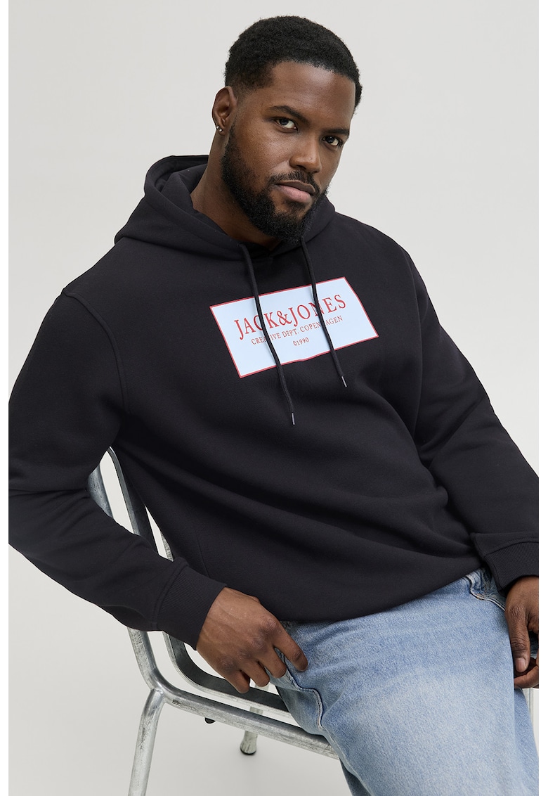 Hanorac lejer din amestec de bumbac cu imprimeu logo