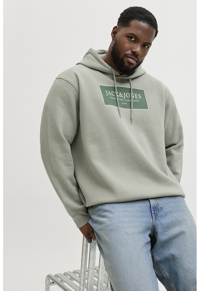 Hanorac lejer din amestec de bumbac cu imprimeu logo