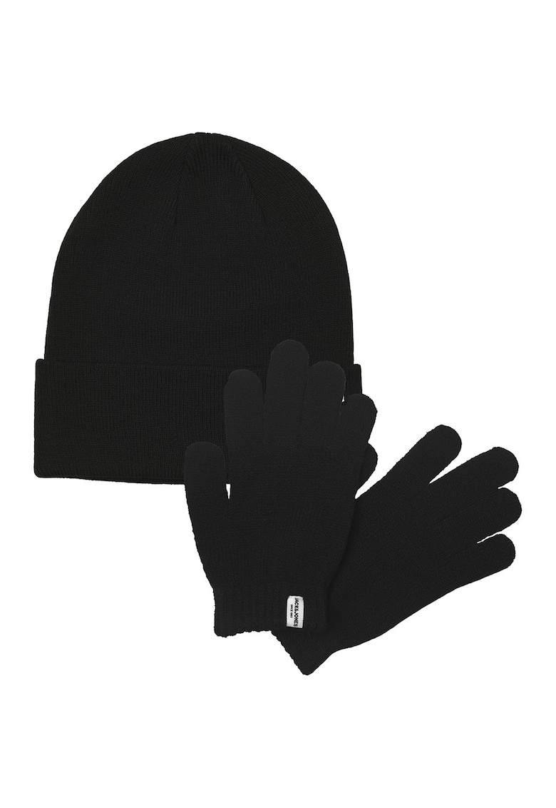 Set de caciula tricotata si manusi - 3 piese