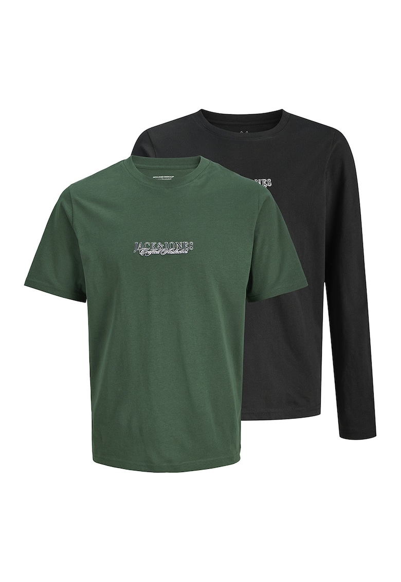 Set de bluza si tricou cu imprimeu logo -2 piese