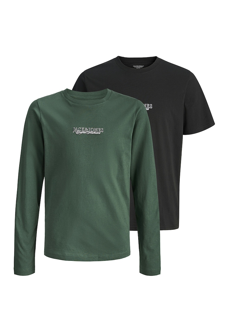 Set de bluza si tricou cu imprimeu logo -2 piese