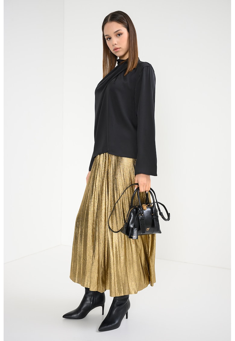 Bluza din satin cu guler scurt