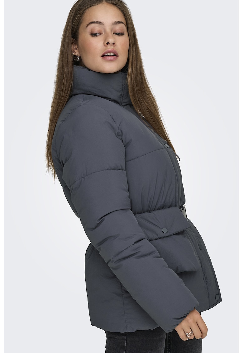 Geaca cu curea in talie - Gri carbune