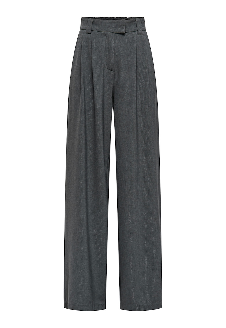 Pantaloni cu aspect stralucitor si dungi discrete