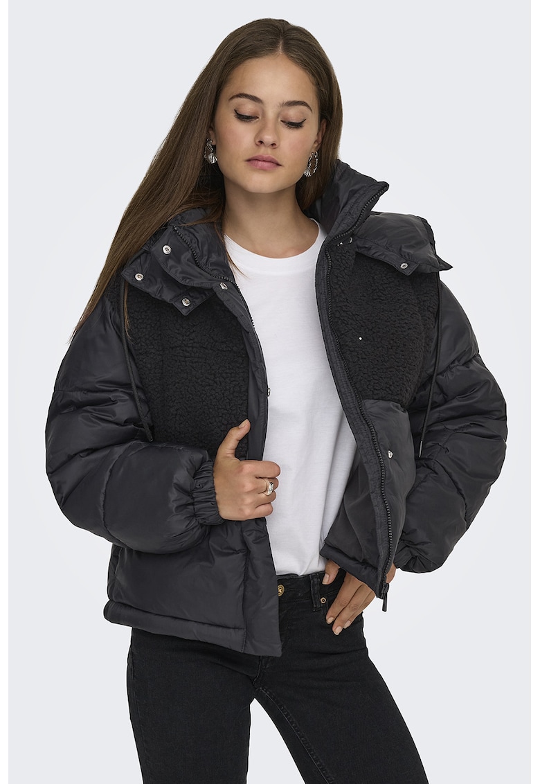 Geaca cu detalii din blana shearling sintetica