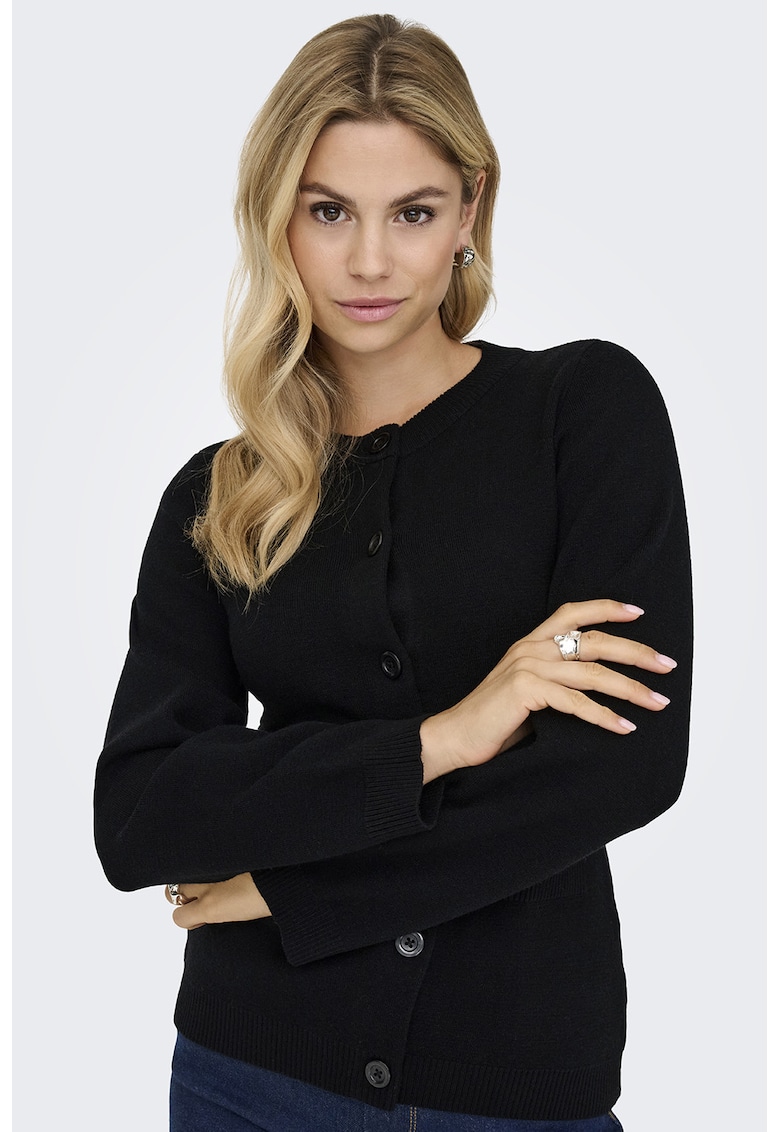 Pulover regular-fit cu decolteu la baza gatului - Negru