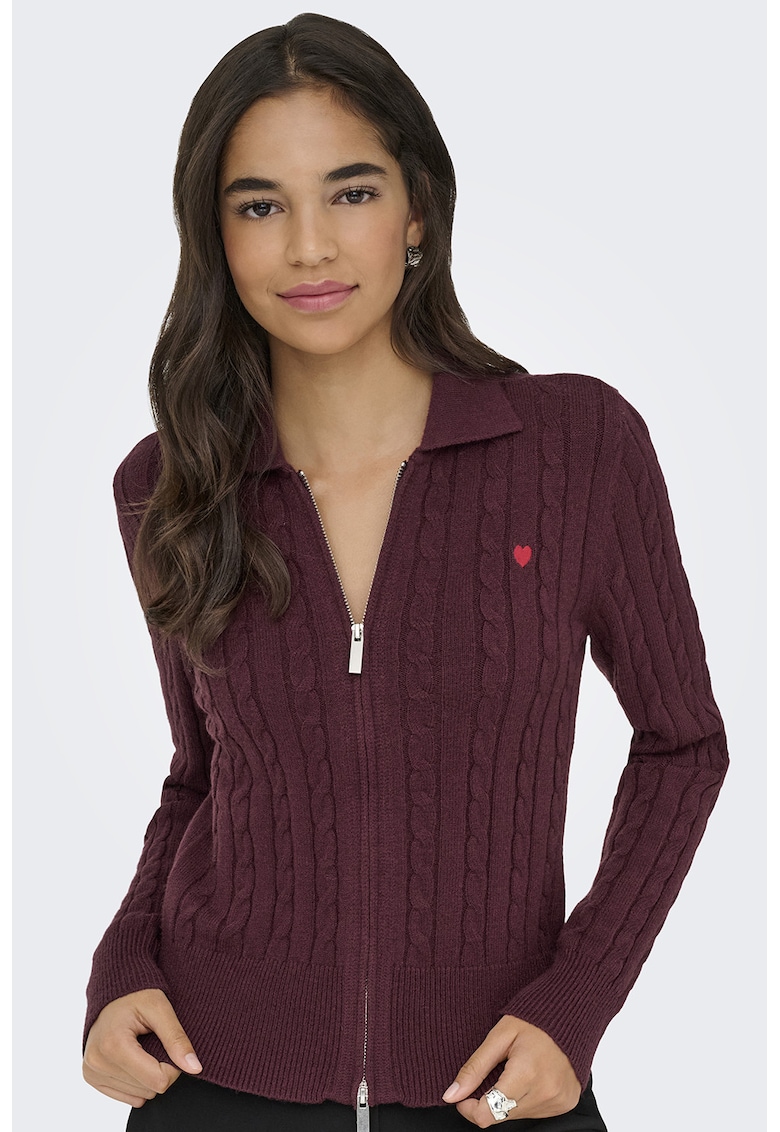 Pulover slim-fit cu fermoar