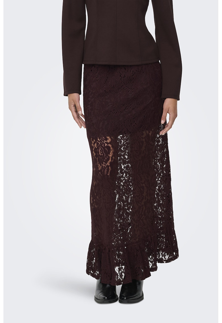 Fusta lunga cu strat exterior din dantela