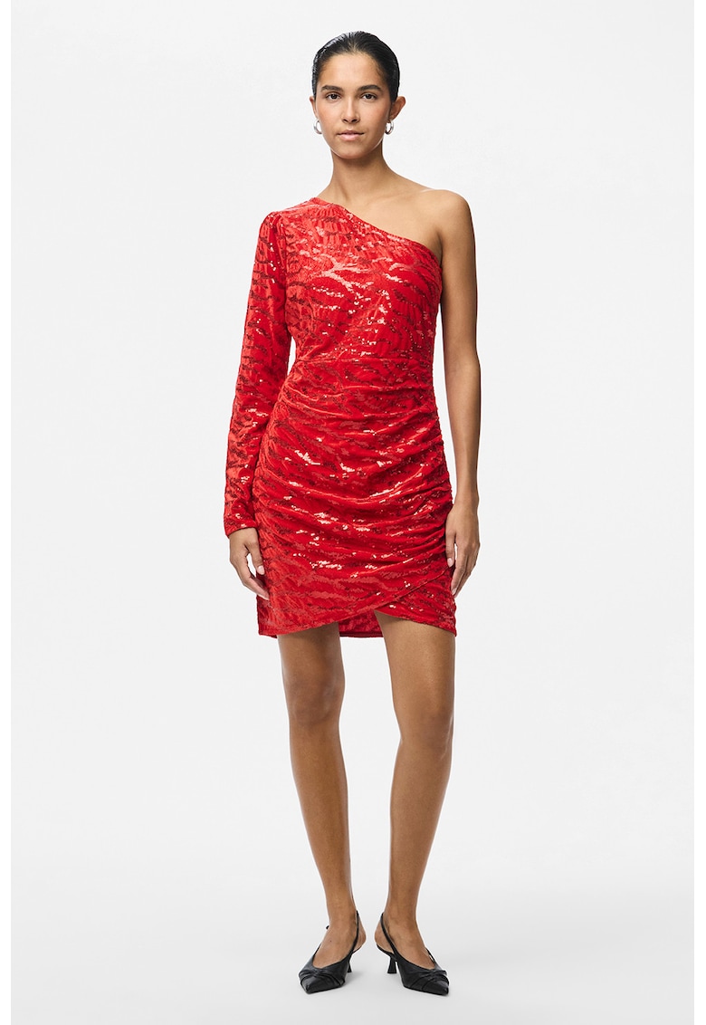 Rochie scurta cu paiete si decolteu pe un umar