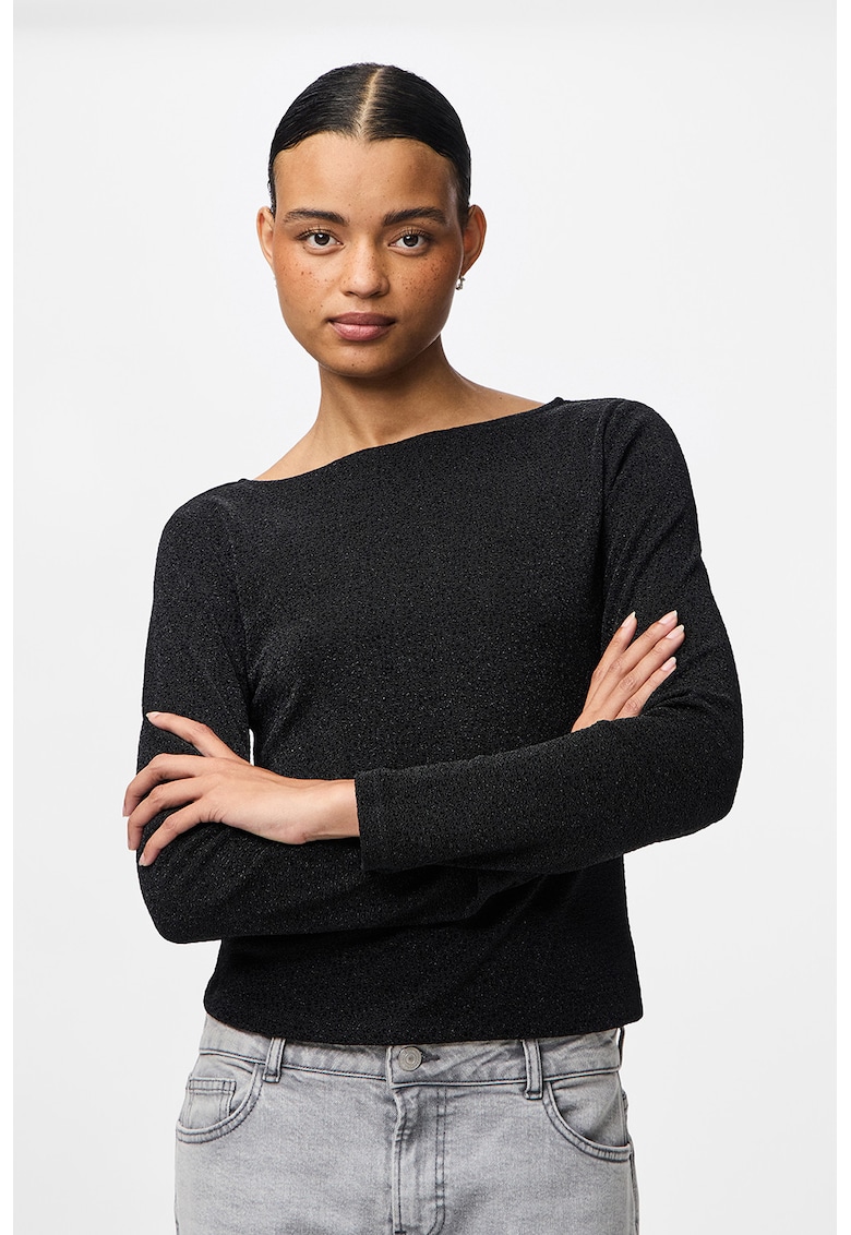 Bluza slim-fit cu decolteu barcuta - Gri antracit