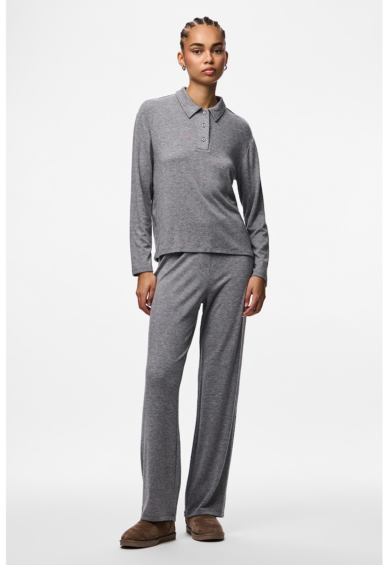 Pantaloni drepti cu model uni - Gri deschis