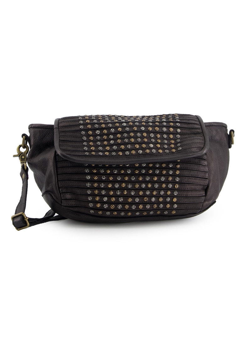 Geanta de umar - piele naturala - neagra - 19x32x12cm - cu 2 buzunare interioare - 1 buzunar exterior - curea detasabila max 141cm