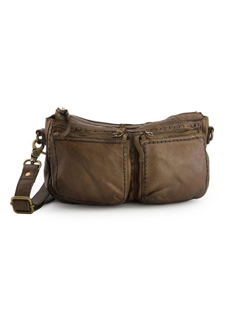 Geanta crossbody din piele cu buzunare multiple