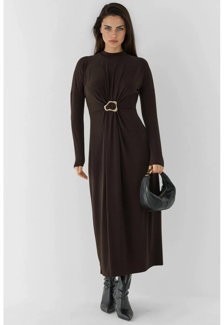 Rochie Maxi - Elastica - Detaliu Accesoriu - Maro Castaniu - Jerseu