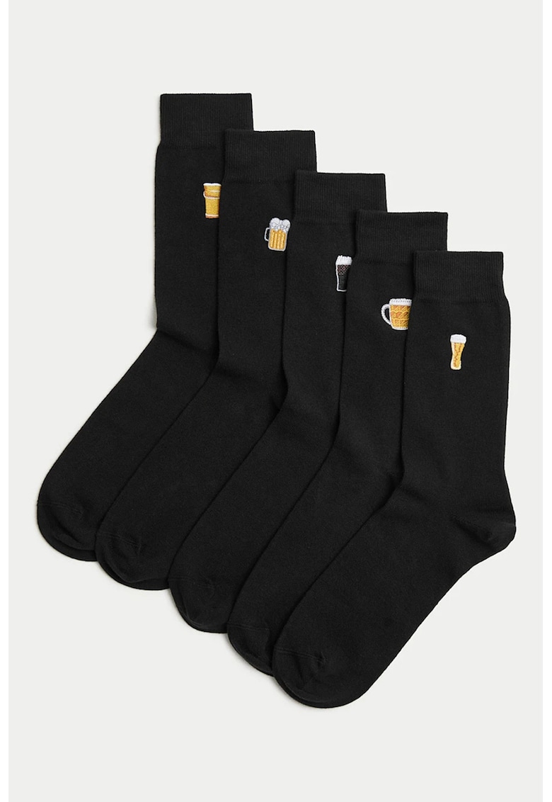 Set de sosete lungi cu broderie -5 perechi