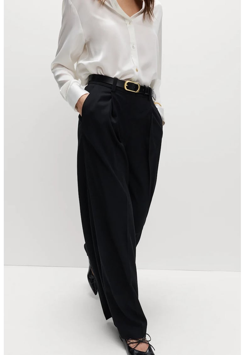 Marks Spencer Pantaloni cu croiala ampla si pliuri - Negru