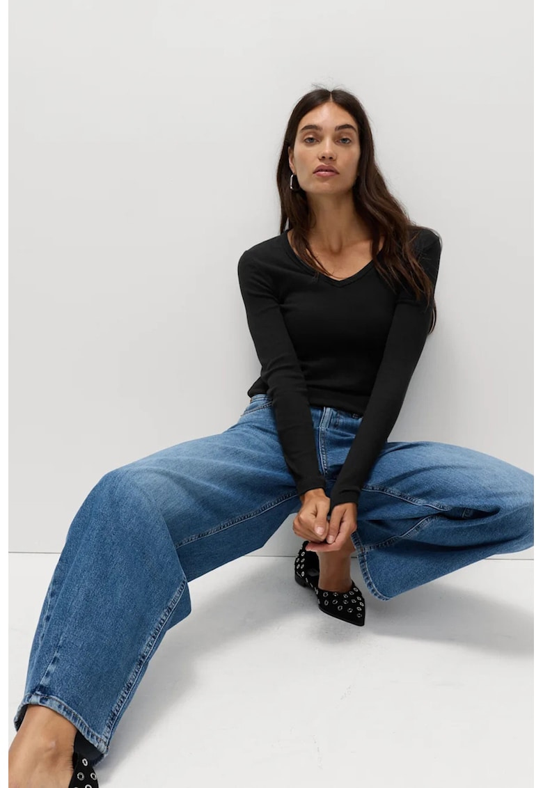 Marks Spencer Bluza slim fit cu decolteu in V - Negru