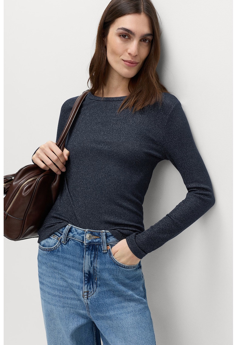 Marks Spencer Bluza cu decolteu la baza gatului si aspect stralucitor - Bleumarin