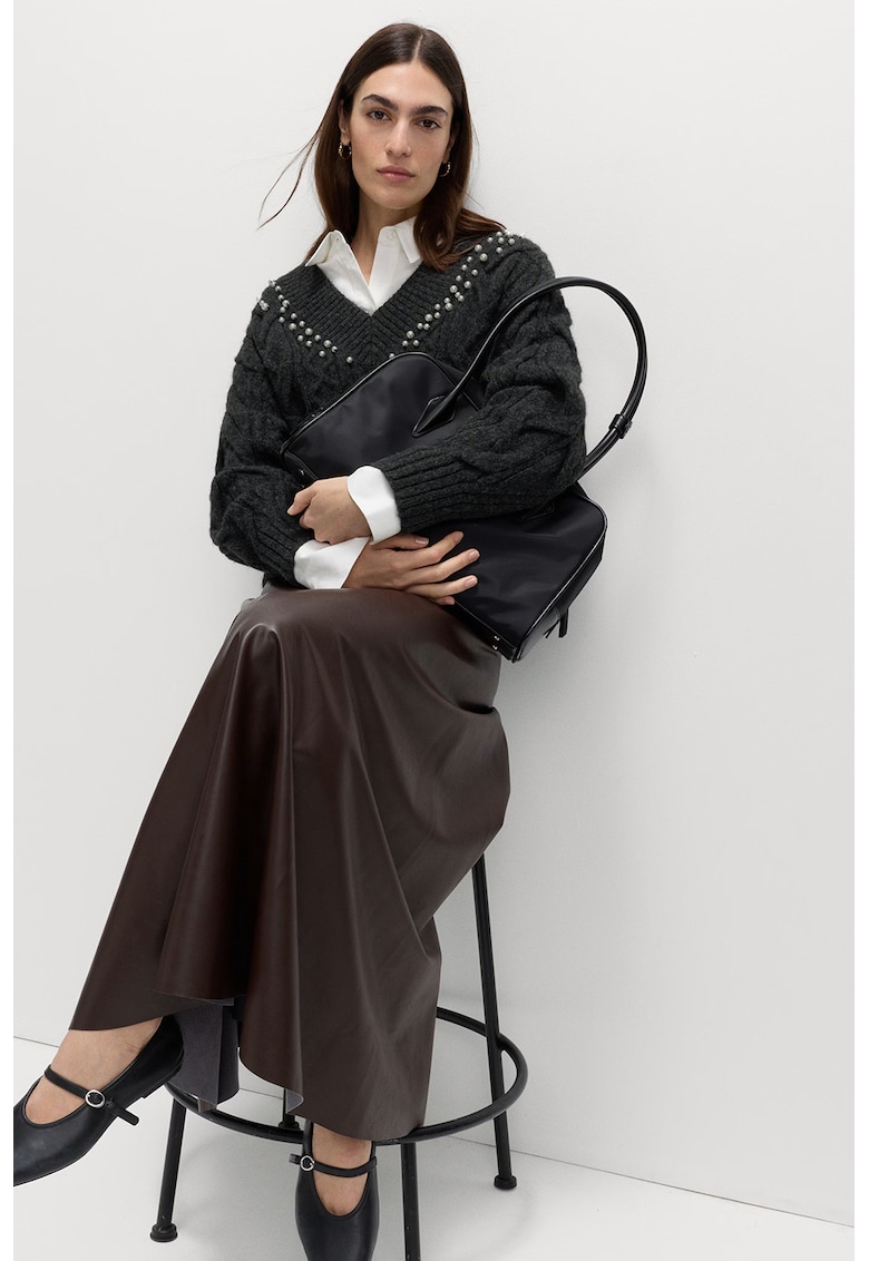 Marks Spencer Pulover cu decolteu in V si model torsade - Gri antracit