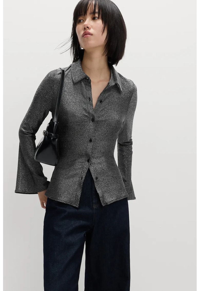 Camasa slim fit cu maneci evazate - Gri