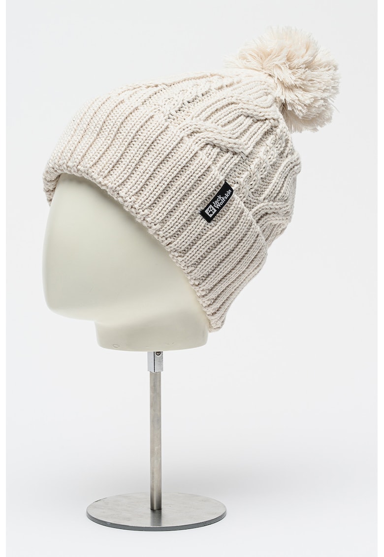 Caciula elastica din amestec de lana cu ciucure