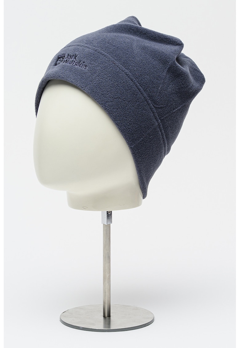 Caciula unisex din material fleece cu detaliu cu broderie logo Real Stuff - Bleumarin