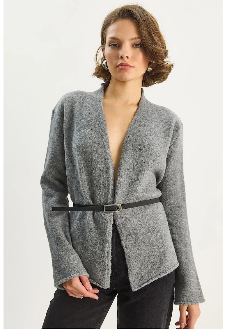 Cardigane - Femei - LUCCI Belt Detailed Cardigan - Gri carbune -