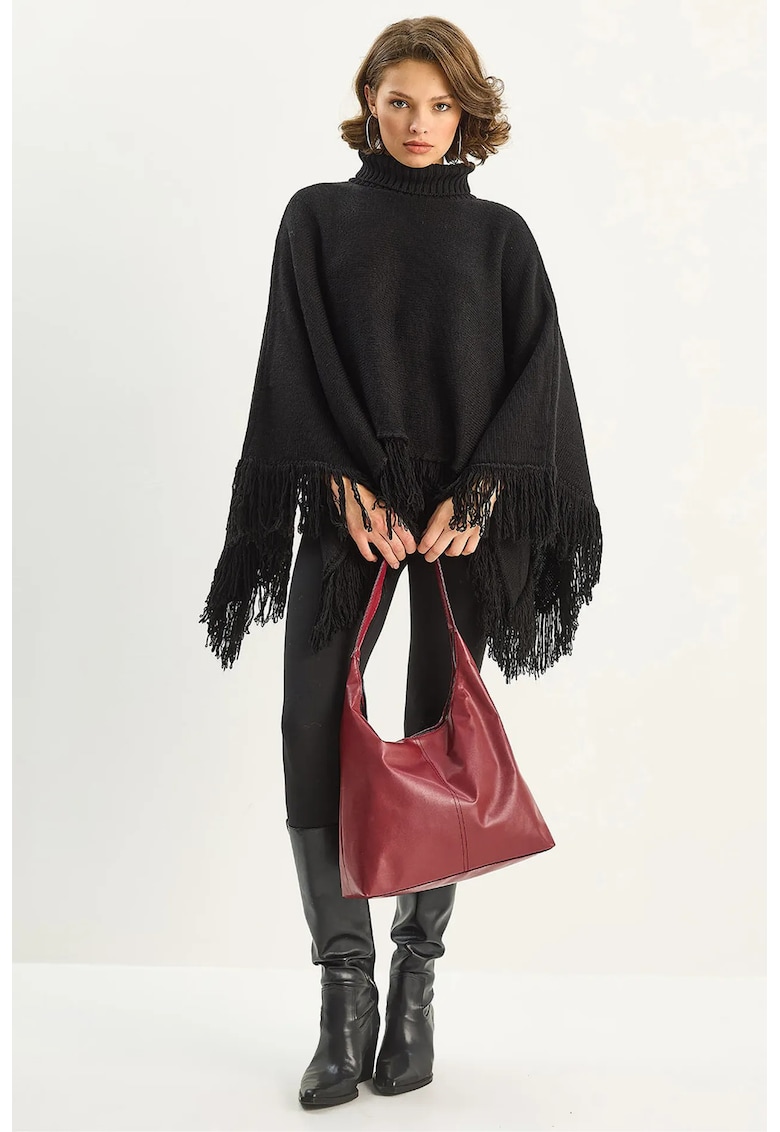 Paltoane - Femei - LUCCI Turtleneck Poncho - Negru -