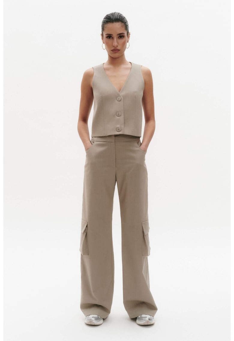 Pantaloni cu buzunare aplicate - 02 Brown