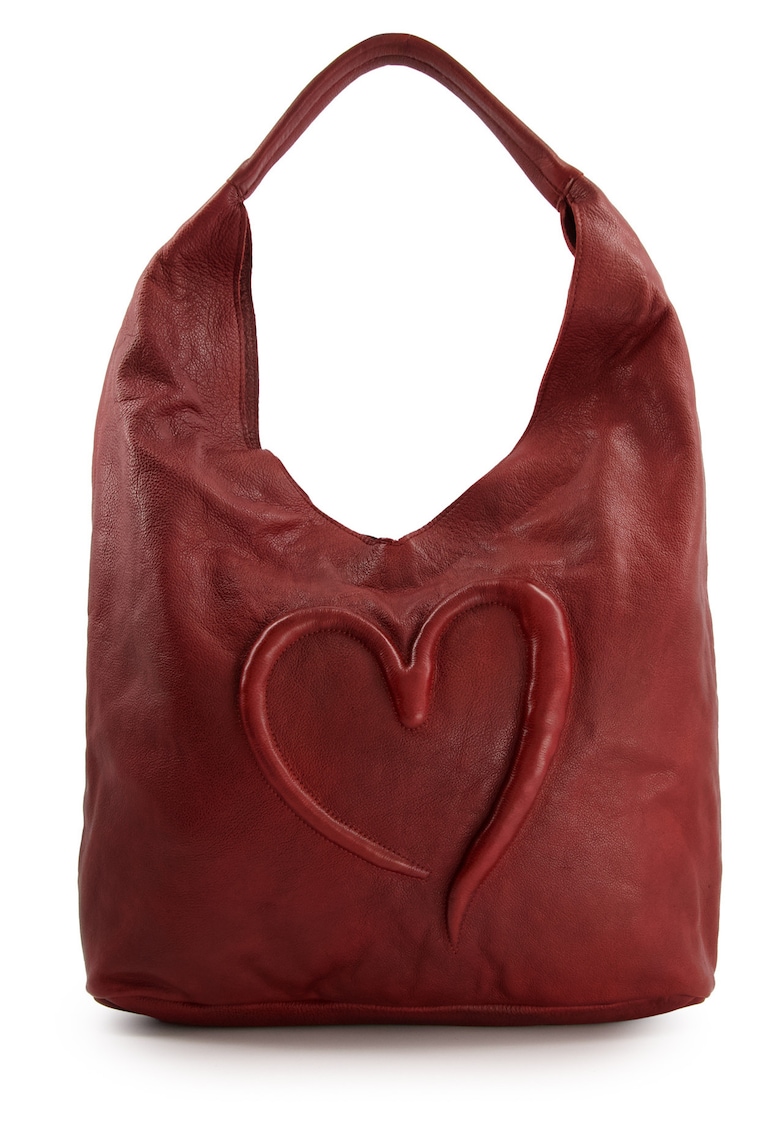 Geanta hobo din piele cu detaliu in forma de inima
