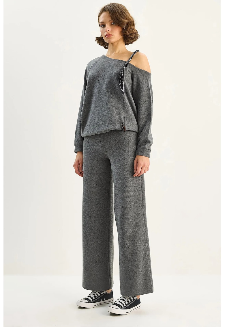 Costum dama - HiCCUP - set din doua piese - tricotat - gri carbune