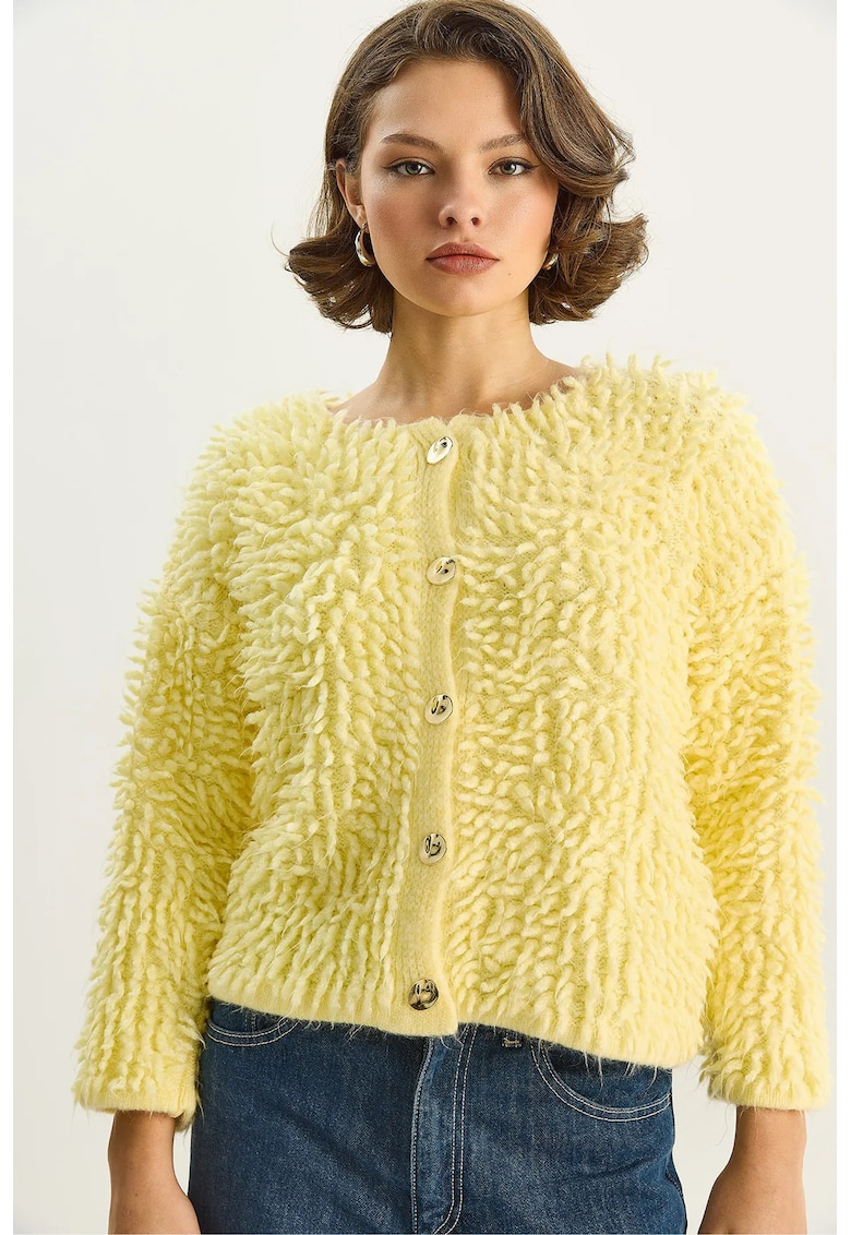Cardigane - Femei - LUCCI Teksturime Button-Up Cardigan - Galben lamaie -