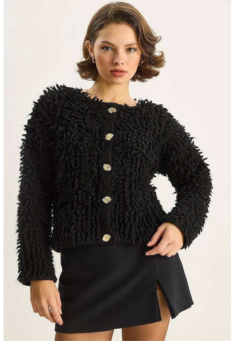 Cardigane - Femei - LUCCI Teksturime Button-Up Cardigan - Negru -