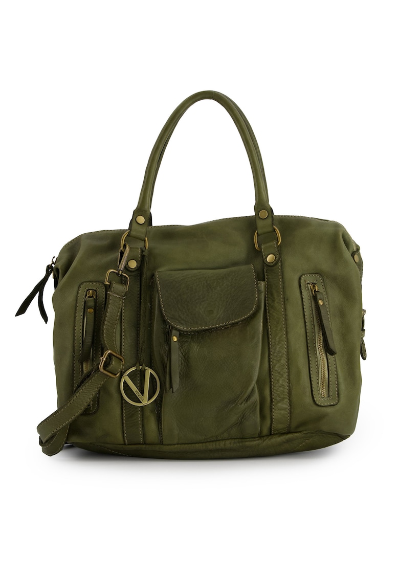 Geanta din piele cu buzunare multiple