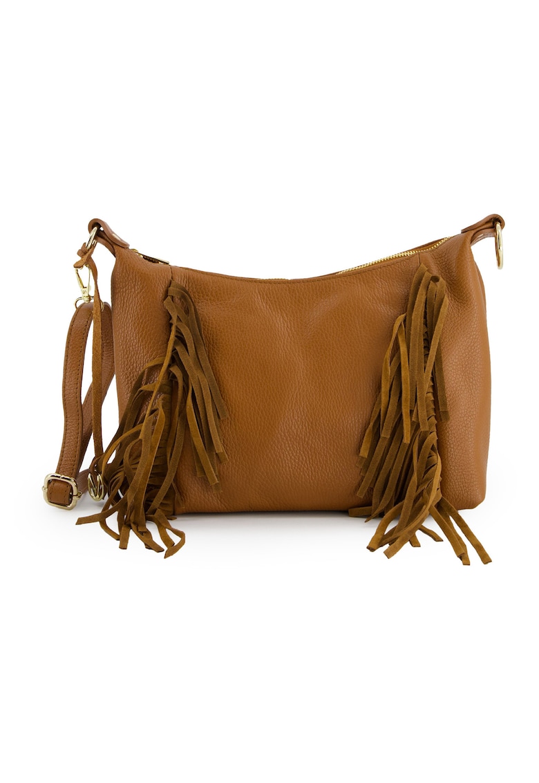 Geanta de umar din piele cu ciucuri